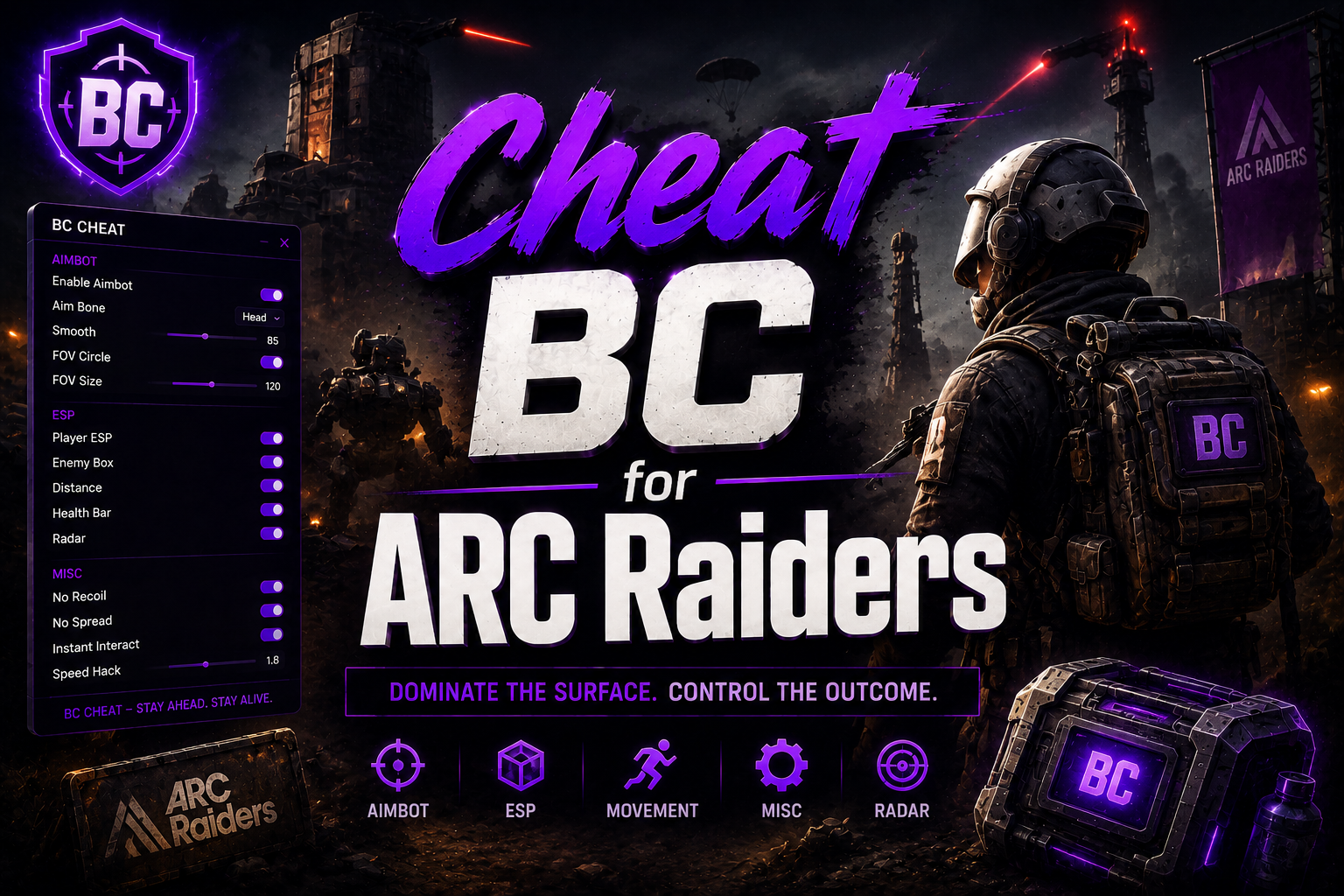 خرید چیت BC برای ARC Raiders | امکانات: ESP و Aimbot